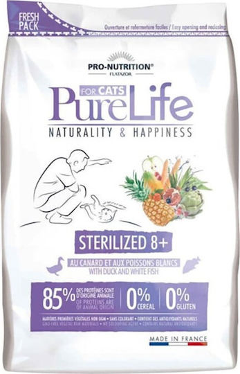 Flatazor Pure Life Sterilized 8+ Суха Храна за Кастрирани Котки с Патица / Риба 8кг