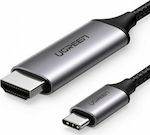 Ugreen HDMI 2.0 Braided Cable HDMI male - USB-C male 1.5m Μαύρο