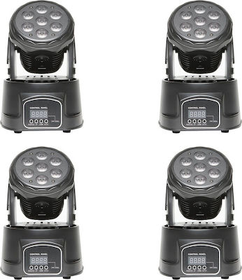 Art Sound Moving Light Wash LED with Robotic Head AL-1025 Mini Set (4 Lights) RGBW