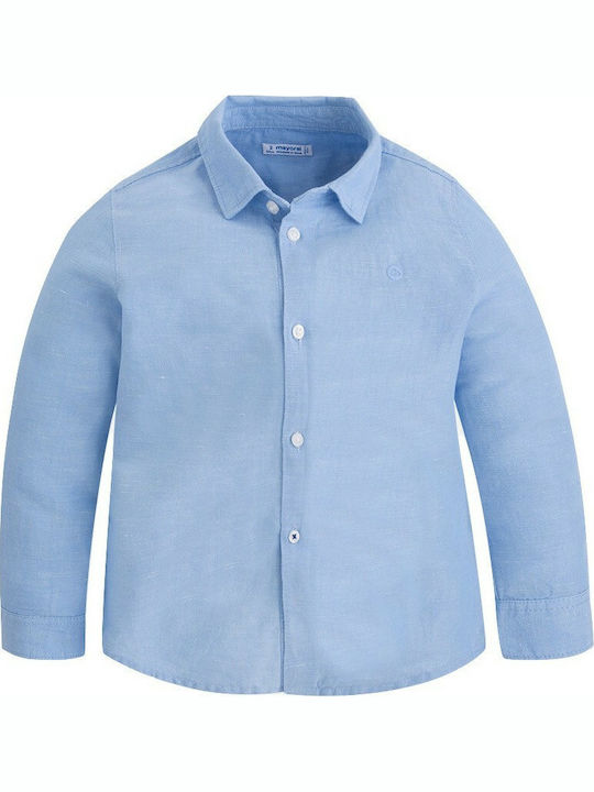 Mayoral Kids Linen Shirt Light Blue