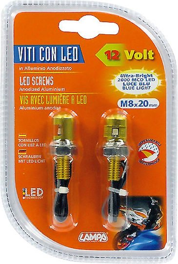 Lampa Gold Led Screws Blue Light Εσωτερικός Διακοσμητικός Φωτισμός Αυτοκινήτου 12V Μπλε