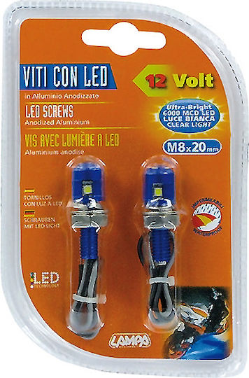 Lampa Blue Led Screws White Light Εσωτερικός Διακοσμητικός Φωτισμός Αυτοκινήτου 12V Μπλε