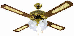 Lineme Deco Deckenventilator 132cm mit Leuchte ...