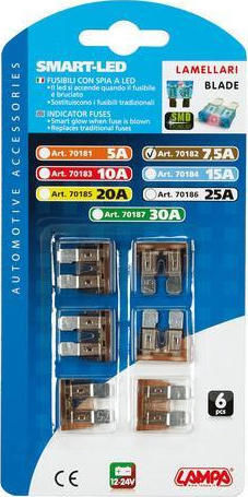 Lampa Smart-Led Indicator Fuses 12/32V 7.5A Car Fuse Set Blades 6pcs