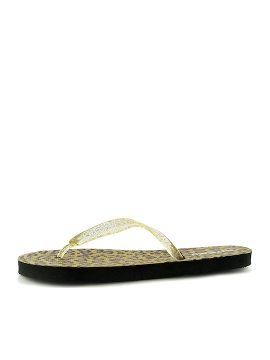 Mitsuko Frauen Flip Flops in Gold Farbe