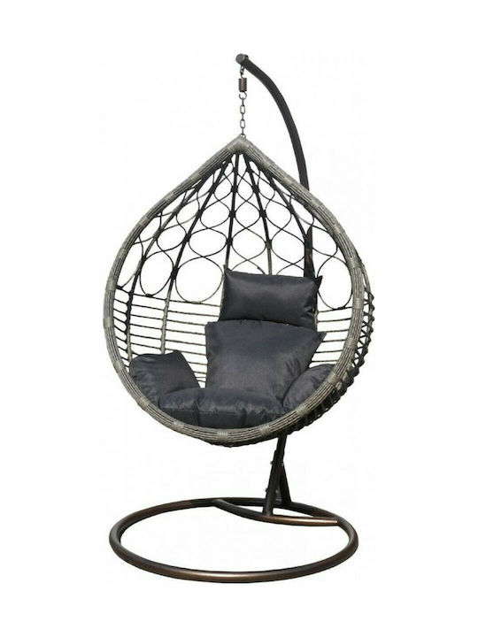 5180G Leagăn cu bază și pernă Rattan Gri / Negru L108xL85xH120cm