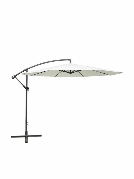Hängender Rundschreiben Garten- und Terrassen-Sonnenschirm aus Aluminium Ecru Durchmesser 3,5 m