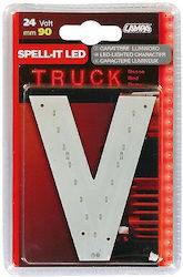 Lampa Spell-It Led 24V/90mm Red V Car LED Sign 24V Red