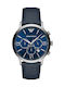 Emporio Armani Giovanni Uhr Chronograph Batterie mit Blau Lederarmband