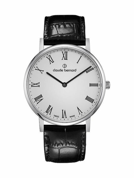 Claude Bernard Ανδρικό Ρολόι 41mm Μπαταρίας με Μαύρο Δερμάτινο Λουράκι