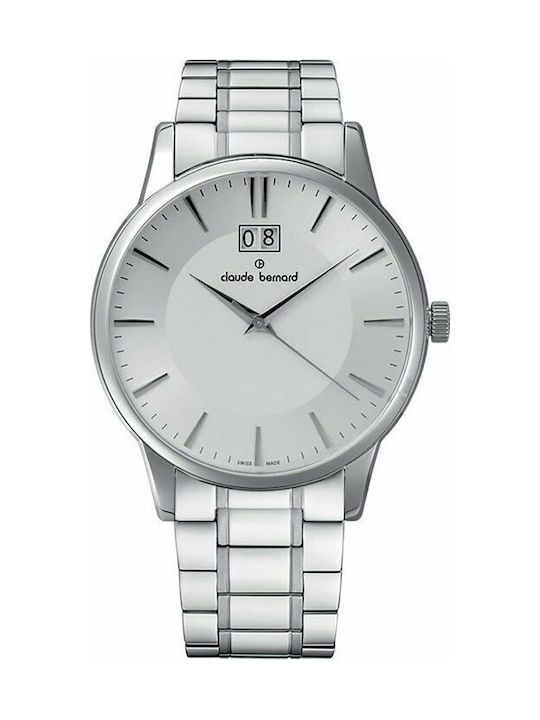 Claude Bernard Classic Watch Battery with Silver Metal Bracelet