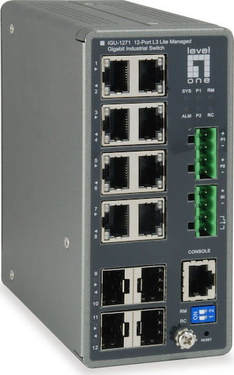 Level One IGU-1271 Verwaltet L3 Switch mit 8 Ports Gigabit (1Gbps) Ethernet und 4 SFP Ports