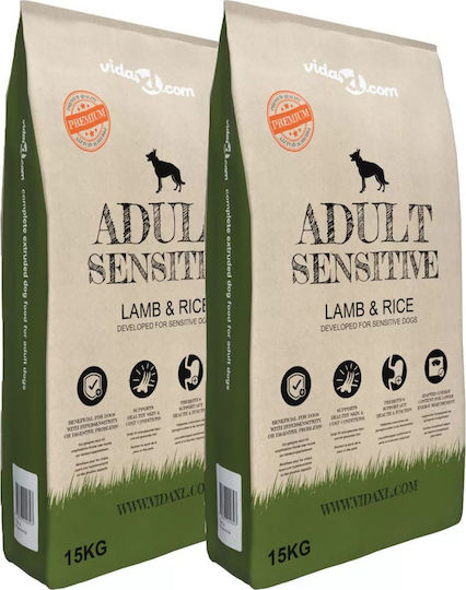 Premium Adult Sensitive 15kg Dry Food for Adult Dogs with Lamb and Rice
