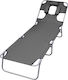 vidaXL Foldable Steel Beach Sunbed Gray with Pi...