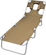 vidaXL Foldable Steel Beach Sunbed Brown with P...