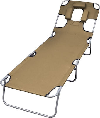 vidaXL Foldable Steel Beach Sunbed Brown with Pillow 189x58x27cm