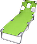 vidaXL Foldable Steel Beach Sunbed Green with Pillow 189x58x27cm