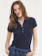 Ralph Lauren Damen Sportlich Polo Bluse Kurzarm Marineblau