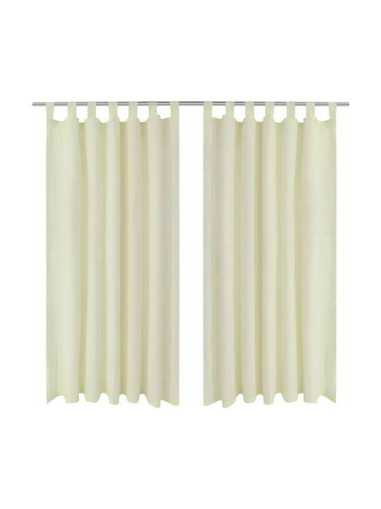 vidaXL Curtain with Tab Top Microsatin Cream 140x245cm