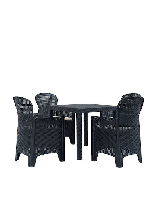 Set Outdoor Dining Charcoal with Pillows 5pcs