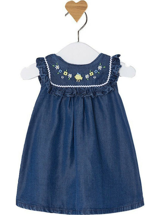 Mayoral Kids Dress Denim Sleeveless Blue