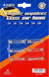 Autoline Car Fuse Set Glass Rounds 6pcs Autoline Car Fuse Set Glass Rounds 6pcs