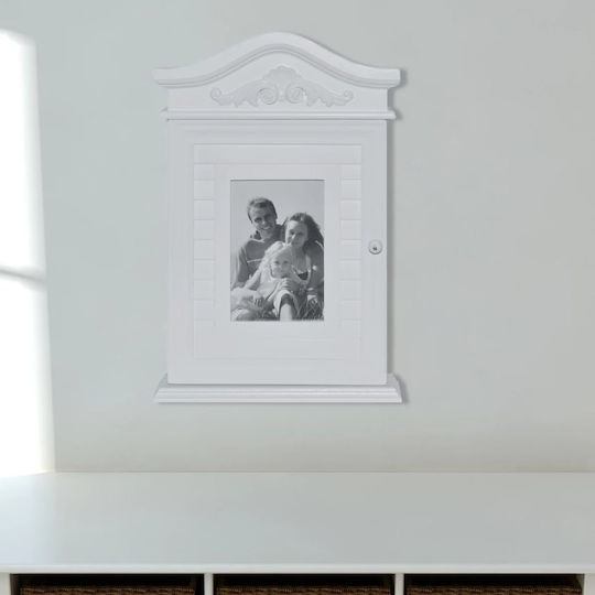 vidaXL Hölzernes Schlüsselanhänger Mit Schloss 6 Haken 22.5x6.5x34.5cm