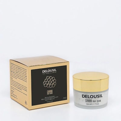 Delousil Restoring , Αnti-aging & Moisturizing Night Cream Suitable for All Skin Types with Caviar / Hyaluronic Acid / Aloe Vera 50ml