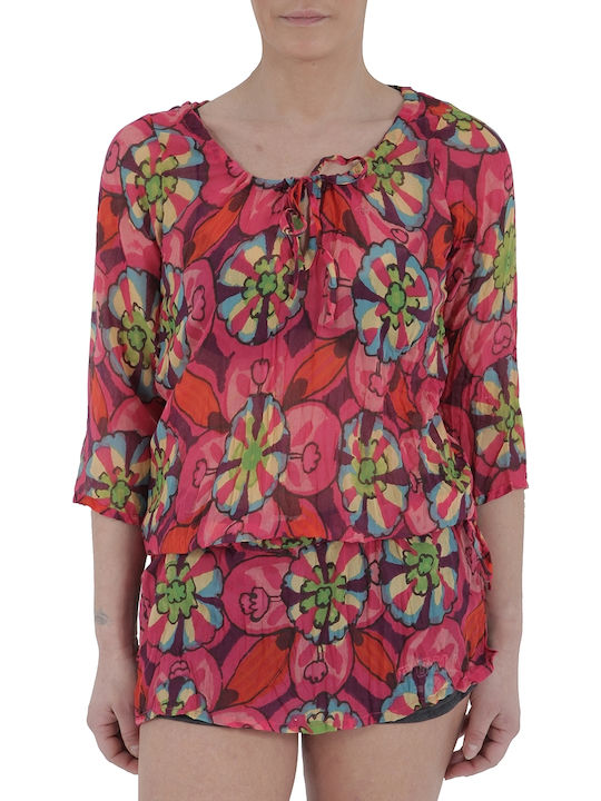 Desigual Minina Damen Bluse Langärmelig Blumen Bunt