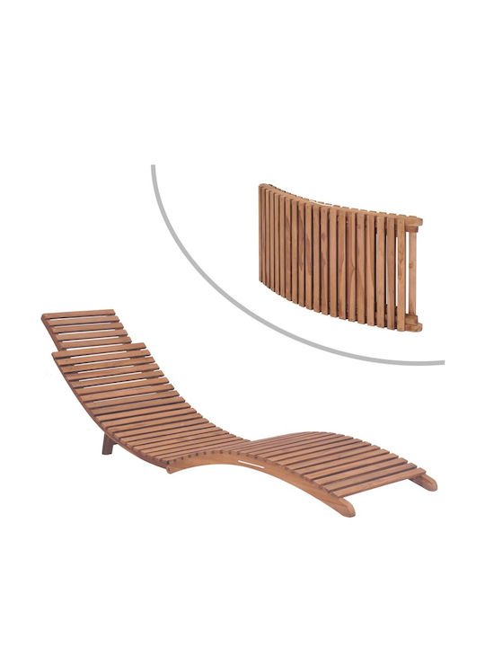 Deckchair Wooden Brown 175x50x55cm.