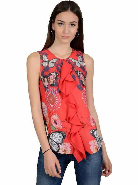 Desigual Summer Women's Blouse Sleeveless Red 1...