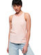 Superdry Orange Label Essential Damen Sportlich Baumwolle Bluse Ärmellos Rosa