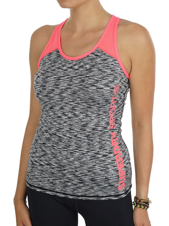 Superdry Sport Core Fitted Mesh Panel Women's Athletic Blouse Sleeveless Gray