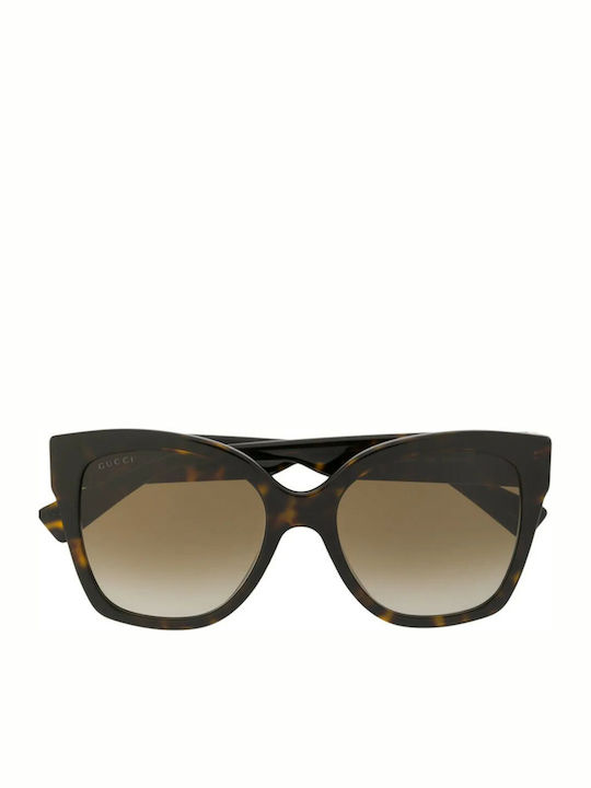 Gucci Γυναικεία Γυαλιά Ηλίου με Καφέ Ταρταρούγα Κοκκάλινο Σκελετό και Καφέ Ντεγκραντέ Φακό GG0459S 002
