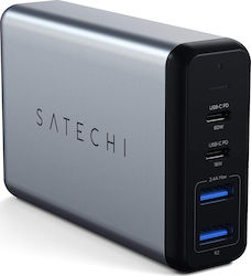 Satechi Ladestation mit 2 USB-A Anschlüsse und 2 USB-C Anschlüsse 75W Stromlieferung in Schwarz Farbe (ST-MC2TCAM)