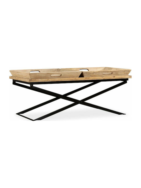 Rectangular Solid Wood Coffee Table Natural L110xW55xH42cm