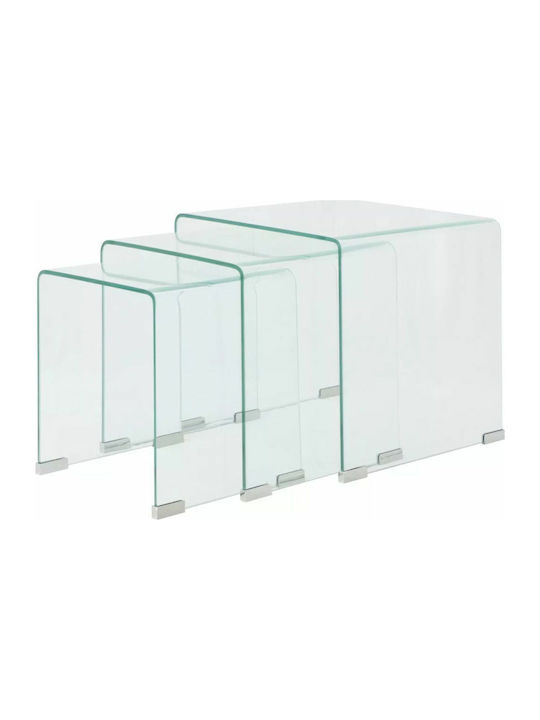 Square Glass Zigon Tables Transparent L42xW42xH41.5cm