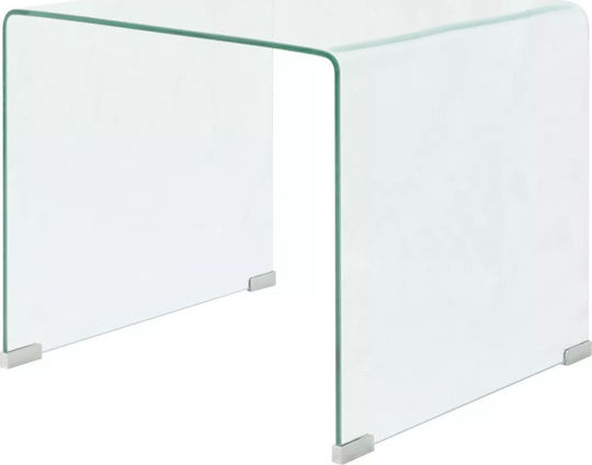 Square Side Glass Transparent Coffee Table W49.5xL50xH45cm
