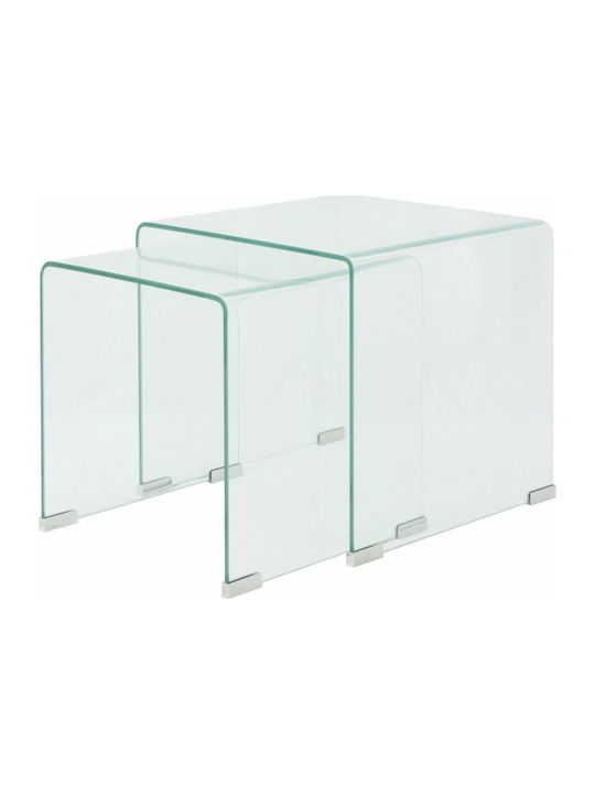 Square Glass Zigon Tables Transparent L42xW42xH41.5cm