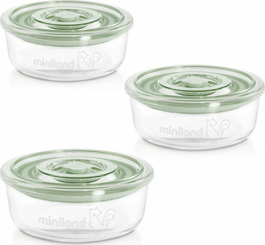 Miniland Glass Baby Container Naturround 3pcs Green ML