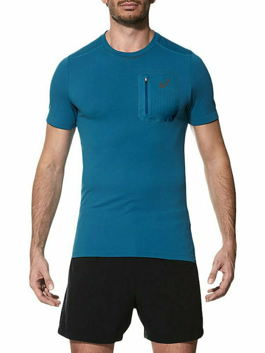 ASICS Elite Seamless Herren Sport T-Shirt Kurzarm Blau