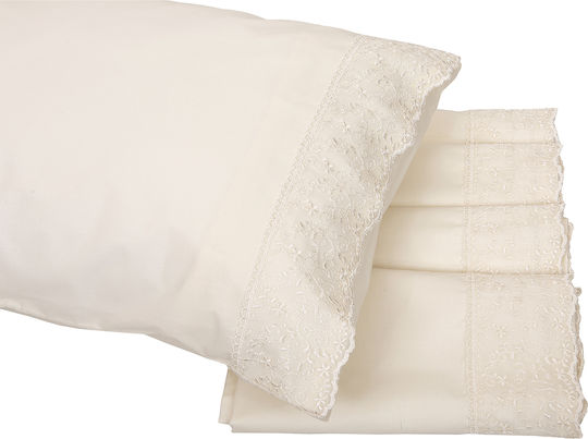Viopros Νο 1 Bridal Sheet Set Super Double 4pcs with Lace Ecru 240x265cm