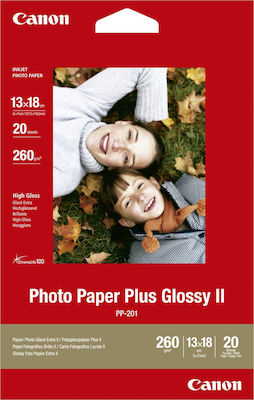 Canon PP-201 Hârtie foto Gloss Plus II 13x18 265gr/m² pentru Imprimante Jet de cerneală 20 de hârtie fotografică