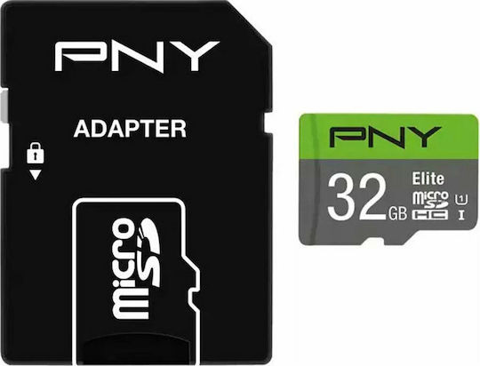 PNY Elite microSDHC 32GB U1 UHS-I 100MB/s με αντάπτορα