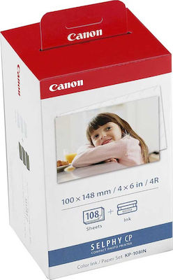 Canon KP-108IN Hârtie foto Gloss Selphy CP A6 (10x15) pentru Imprimante Sublimare/Transfer termic 108 de hârtie fotografică