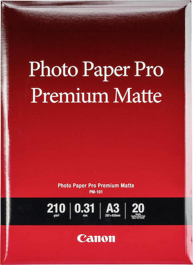 Canon PM-101 Φωτογραφικό Χαρτί Pro Premium Matte A3 210gr/m² για Εκτυπωτές Inkjet 20 Φύλλα