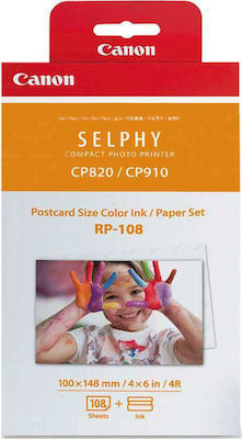 Canon RP-108 Hârtie foto Gloss Selphy CP Tri-Colour A6 (10x15) pentru Imprimante Sublimare/Transfer termic 108 de hârtie fotografică