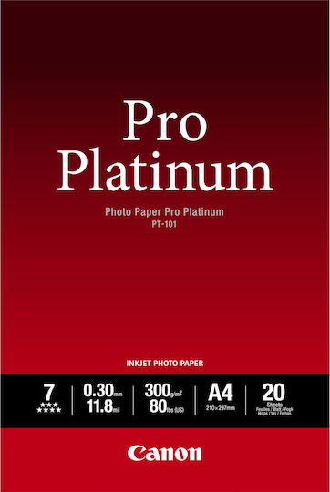 Canon PT-101 Pro Platinum Fotopapier Hochglanz A2 300gr/m² für Drucker Tintenstrahl 20 Blätter