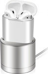 COTEetCI Inductive Charger Dock Charging Station in Silver color for Apple AirPods 1 / AirPods 2