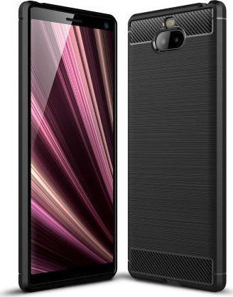 TPU Carbon Fiber Brushed Back Cover Plastic Negru (Xperia 10)